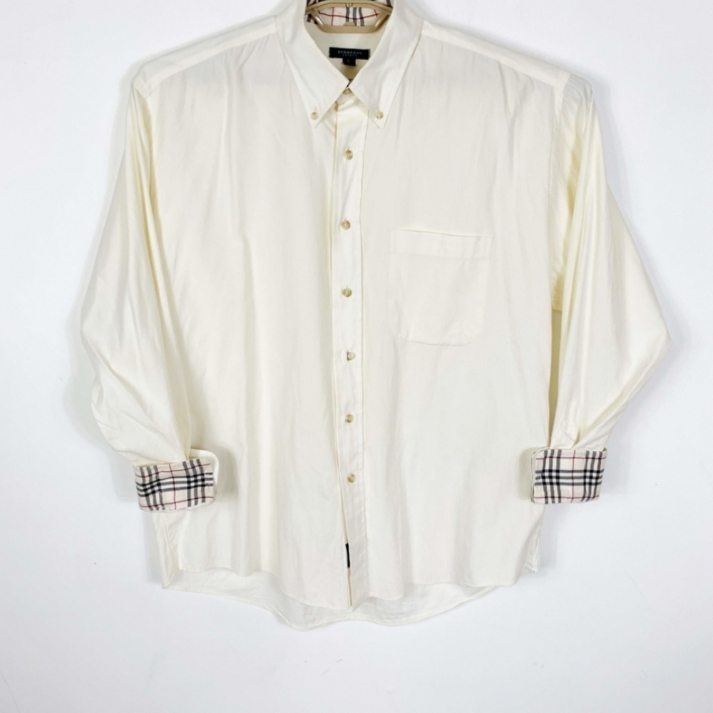White Cream Men Burberry Dress Shirt